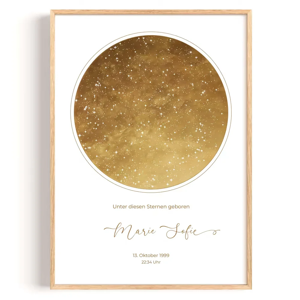 Sternenhimmel Geburt Gold